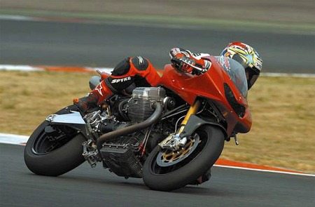 Moto Guzzi MGS/01 Corsa at the race track