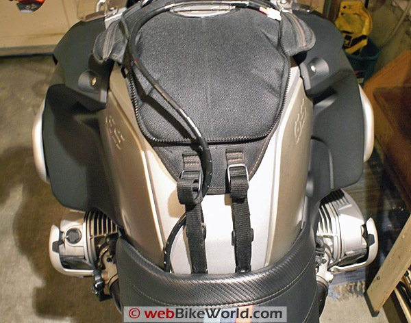 AKE PowerCom Wiring Harness on Tank Bag