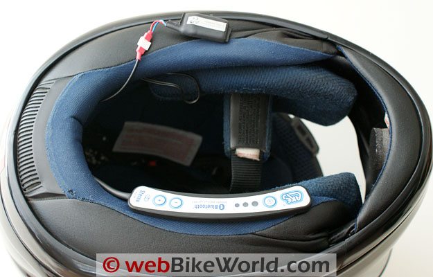 Very small battery can be hidden inside the helmet, while the thin intercom unit hides under the neck roll.