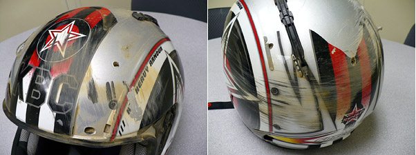 KBC Force RR Helmet Damage