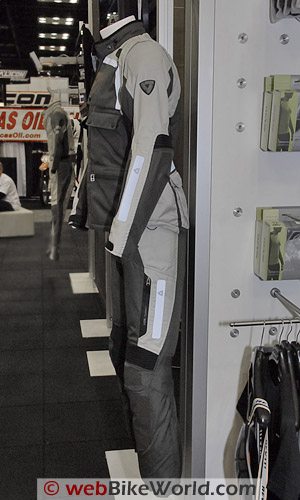 Rev'it Cayenne Pro Outfit - Gray jacket and pants, side view.