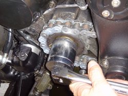 A 36mm nut secures the front sprocket.  This nut takes 132Nm of torque.