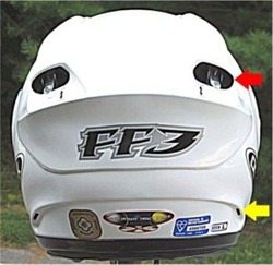 OGK FF-3 motorcycle helmet rear view