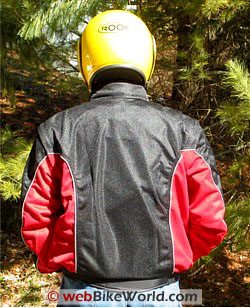 MotoAir motorcycle airbag jacket, rear view.