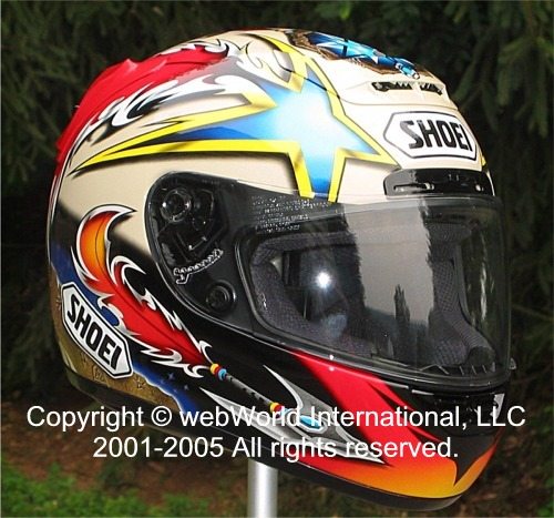 Shoei Red Bull Helmet, Custom Steel Motorcycles