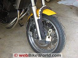 Motorcycle lock on wheel