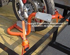 Motorcycle trailer front wheel chock - the Bike Grab