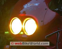 Yellow Nokya headlight on