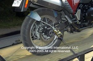 Tyre Down motorcycle trailer tie down system