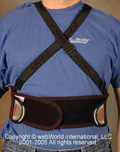 Knox Stowaway Back Protector, front view with crossed straps