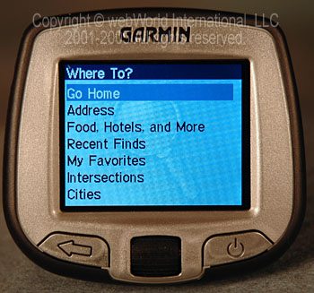 Garmin i5 - Details of "Where To?" screen