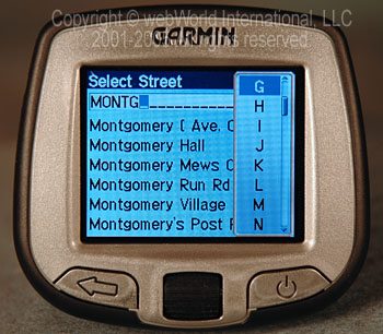 Selecting a street address with the Garmin i5