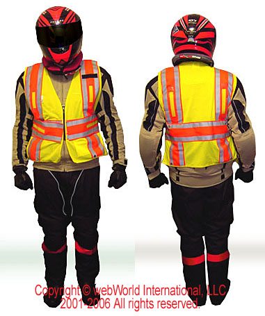 Motorcycle Rider Wearing Safe Lites BeaconWear Lighted Safety Vest