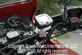 Side View of Garmin GPS Mount on Triumph Tiger