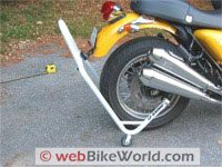 Motorcycle rear stand on Triumph