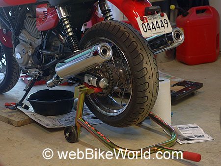 Ducati Sportclassic Oil and Filter Change on Pit Bull Rear Stand