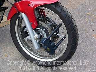 Motorcycle Wheel Lock on Triumph Tiger