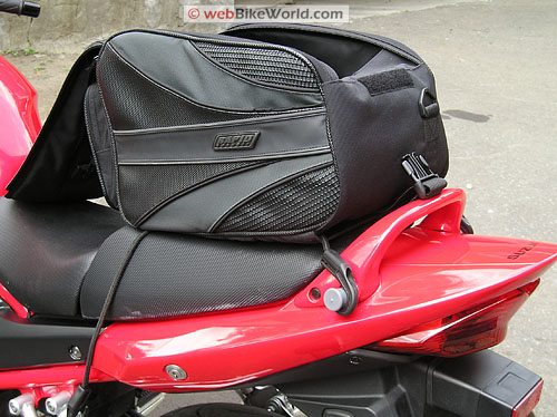 Rapid Transit Motorcycle Tail Bag - Rear View on Motorcycle