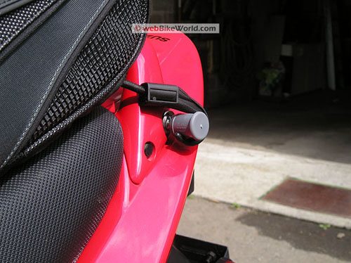 Rapid Transit Motorcycle Tail Bag - Bungee Hook Close-up