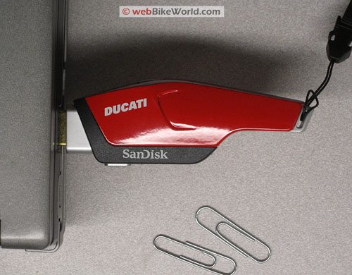 SanDisk Ducati Extreme USB Flash Drive - In Computer, Top View