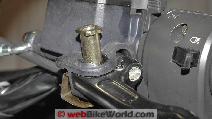 Close-up of Rotating Pin on Original Equipment Clutch Lever