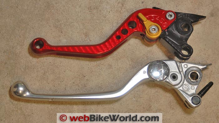 Pazzo Adjustable Motorcycle Lever vs. Original Equipment Adjustable Lever