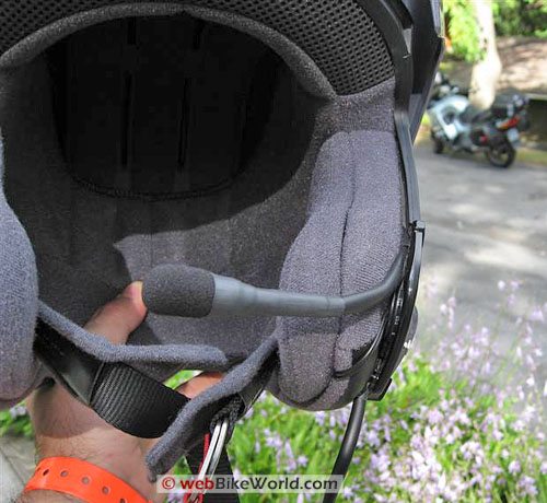 StarCom1 Advance motorcycle intercom, microphone mounted in helmet