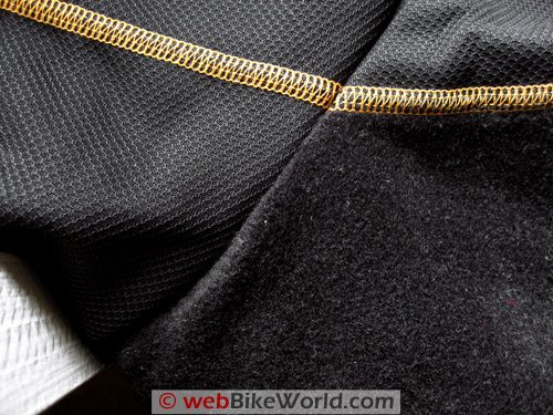 Close-up of Biker's Comfort in Action Windstopper fabric (top) and fleece lining.
