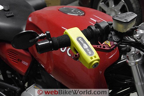 Grip Lock Installed on Motorcycle