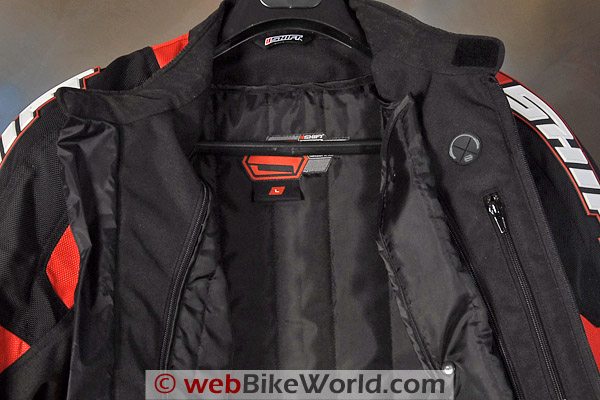 SHIFT Streetfighter SS Waterproof Jacket. Liner and MP3 Pass-through (right).
