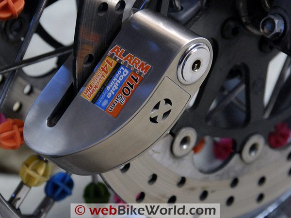 Xena Motorcycle Disc Lock - Installed on brake disk