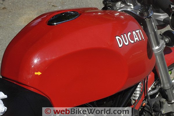 Clear Vinyl Paint Protection on Ducati Fuel Tank, Right Side
