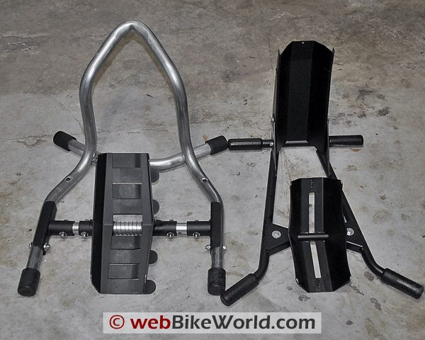 Smart Chock (left); Acebikes Steady Stand (right).