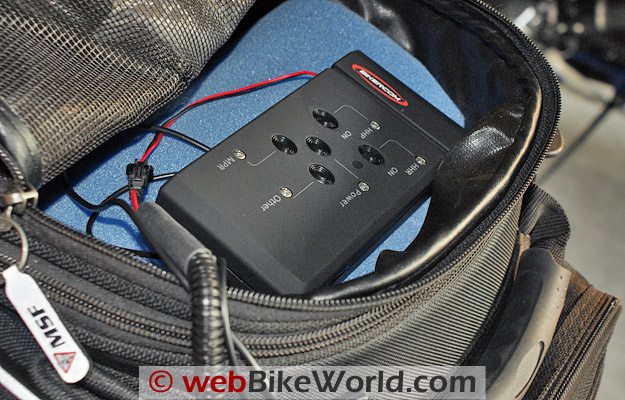 BikerCom Control Box in Tank Bag