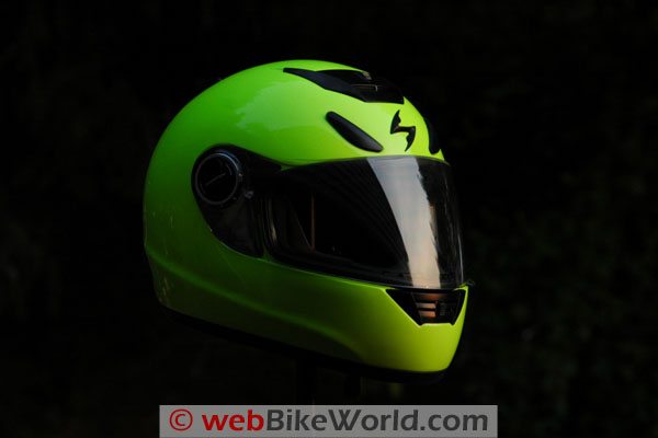 Scorpion EXO-700 Neon outdoors at dawn.