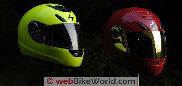 Above and below: Scorpion EXO-700 Neon vs. Red, outdoors at dawn.