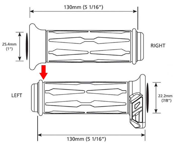 Koso Apollo Heated Grips Dimensions