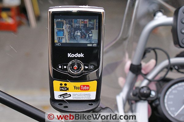 Kodak Zi6 Mounted on Motorcycle Handlebars