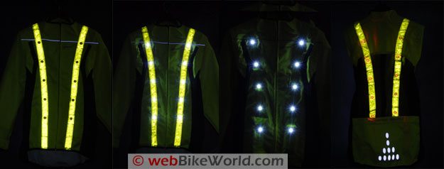 LEDwear LED Safety Jacket - Showing LED Lights and Reflectivity