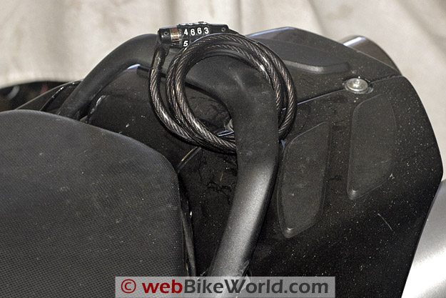 Master Lock Combination Lock With Cable - On Motorcycle