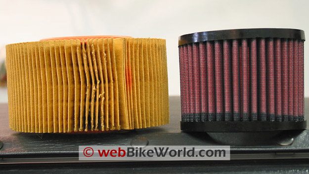 K&N Air Filter and BMW OE Air Filter, Side View