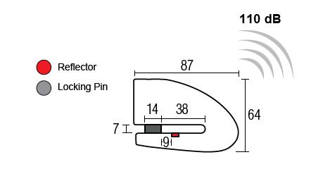 Xena XX14 Disc Alarm - Dimensions