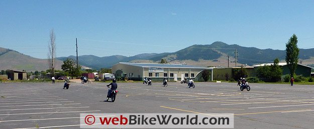 Students practice their skills at the Motorcycle Safety Foundation MSF Basic RiderCourse