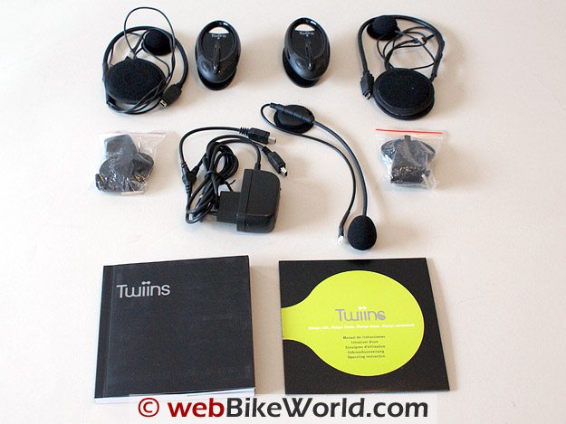 Twiins Motorcycle Bluetooth Intercom - Contents of Kit