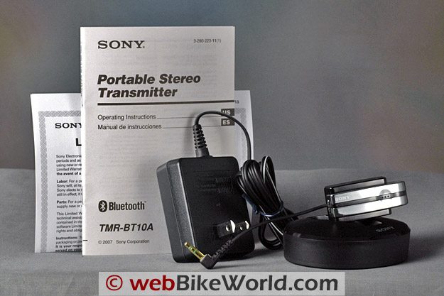 Charging cradle comes with the Sony Bluetooth Adapter