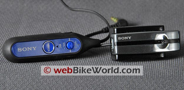 Sony Bluetooth Headset Control Unit (L). Sony Bluetooth Adapter Unit (R).