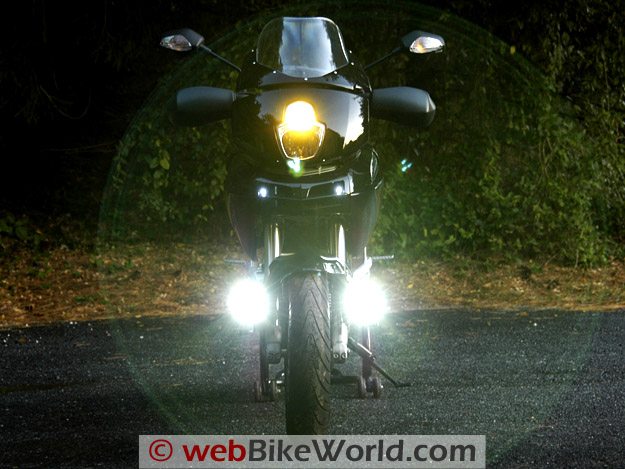 Clearwater Motorcycle LED Driving Lights at Full Power