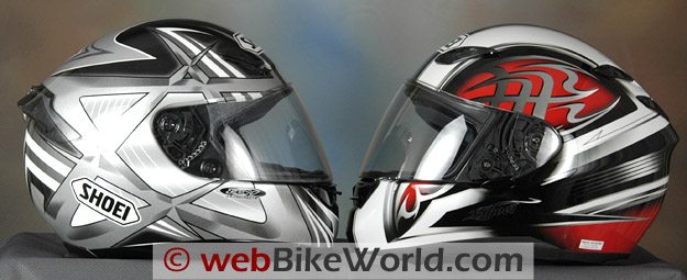 Shoei RF-1000 on the Left; Shoei RF-1100 on the Right.