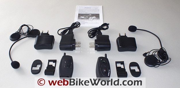 AKE BT Multi-Interphone Motorcycle Intercom - Kit Contents