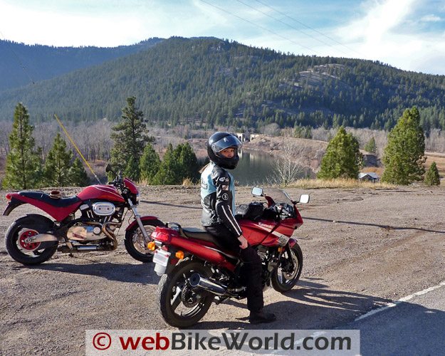 Women motorcycle riders on the road